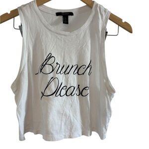Forever 21 White 'Brunch Please' Muscle Tee Size S